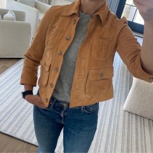 Cropped Camel Banana Republic Nubuck Leather Jacket NWOT XS